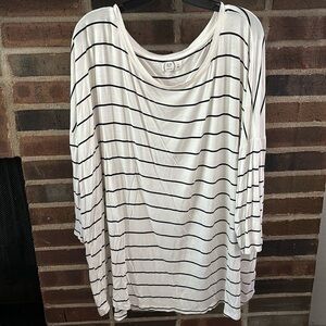 Womens Plus Maurice’s 24/7 Top, White/Black stripe, 3X